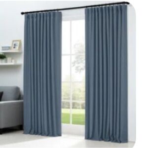 NEW Wade Logan Birglinde 100% Blackout Curtains 50×96 – Stone Blue (Set of 2)
